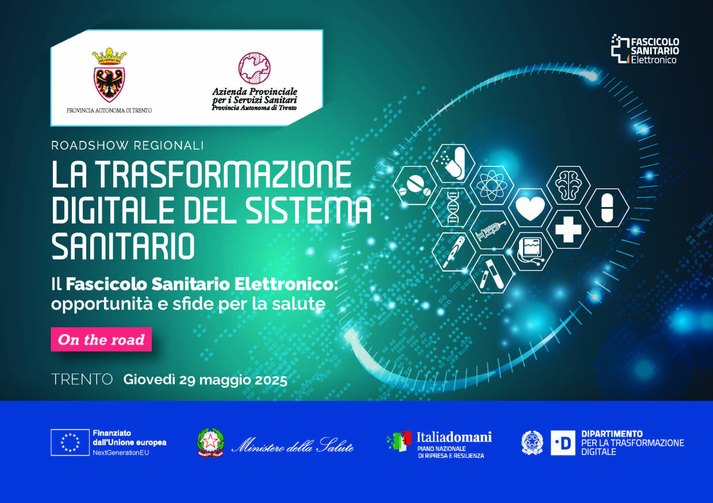 Immagine: Agenda-preliminare_La-trasformazione-digitale-del-Sistema-Sanitario_29-maggio25_Trento_Pagina_1.jpg Creative Commons Attributon–ShareAlike 4.0 International (CC BY-SA 4.0)